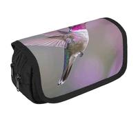 Humming Birds Pencil Case Organizer - Large Capacity 3 Compartment Pencil Pouch for Adults, Portable Makeup Bag & Aesthetic Stationery Bag with Zipper (8.7x4.3") Unisex Gift