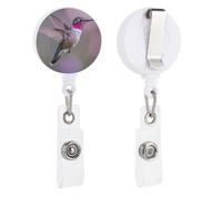 Humming Birds Retractable Badge Reel - Personalized ID Name Badge Holder with Lanyard Cute Badges Reel Holder Round Nurse Doctor Name Tag Badges Clip for Work