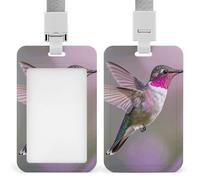 Humming Birds Retractable ID Badge Holder with Lanyard - Vertical Badge Reel,Keychain Clip,Name Tag Id Card Holder Protector for Nurse Officer Teacher Security Staff Women Men