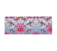 Humming Birds with Pink Computer Desk Pad, Non-Slip Surface Mat for Enhanced Gaming Performance and Office Productivity