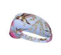 Humming birds With Pink Elastic Exercise Headband for Sports & Workouts