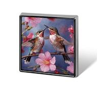 Humming Birds With Pink Lapel Pin Fashion Brooch Pin Cute Button Badges Square Button Pins Enamel Pins Metal Pinback for Hat Shirt Clothing Bags Decoration