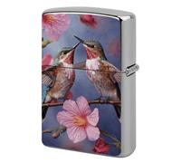 Humming Birds with Pink Lighter Case Classic Pocket Lighter Cover Windproof Flip-Top Metal Lighters Sleeve Double-Sided Lighters Covers for Men Women