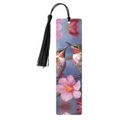 Humming Birds with Pink Metal Bookmarks Handmade Double-Sided Printed Book Marks Page Markers with Black Tassels Book Accessories Gift for Book Lovers Women Men