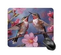 Humming Birds with Pink Mouse Pad Square Mouse Mat Non-Slip Rubber Base Mousepad Wireless Mice Mat for Gaming, Office & Home, Waterproof Mouses Mats for Laptop/Desktop 25 * 30cm