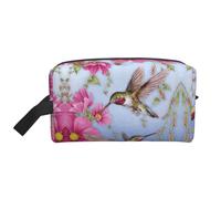 Humming Birds with Pink Print Travel Toiletry Bags Hanging Makeup Bag Large Capacity Versatile Organizer for Women Men