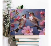 Humming Birds With Pink Wall Decor For Living Room Large Canvas Wall Art For Bedroom Modern Office Pictures Wall Artwork Landscape Paintings Canvas Art Prints Home Decorations 16x12inch(40x30cm)