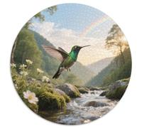 Hummingbird 1000 Piece Round Jigsaw Puzzle Multi-Skill Focus Logical Reasoning Visual Creativity Artistic Play Bird Decor Upgrade Unique Present 1000pcs (67.5x67.5cm)