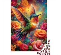 Hummingbird Among Roses Puzzles 1000 Piece for Adults Jigsaw Puzzles Jigsaw Puzzle Challenging 38x26cm/1000pcs