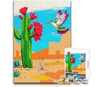 Hummingbird And Cactus Adult Jigsaw Puzzles1000 Pieces Brain Challenge Learning Game Thoughtful Surprise for Celebrations Size 50x75cm