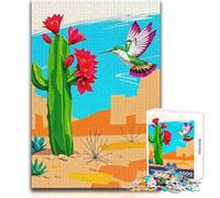 Hummingbird And Cactus Adult Jigsaw Puzzles1000 Pieces Brain Challenge Learning Game Thoughtful Surprise for Celebrations Size 38x52cm