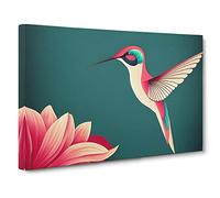 Hummingbird Art Deco Canvas Print | Gallery Wrapped 30mm Frame Wall Decor | 30x20 inches | Ready to Hang | Art Deco Abstract Picture | Living Room Bedroom Lounge Office