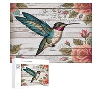 Hummingbird - Be Still And Know That I Am God 500 Piece Jigsaw Puzzle for Adults,500 pc Large Piece Jigsaw,Fun Challenging Brain Exercise Family Game Creative Gift for Friends