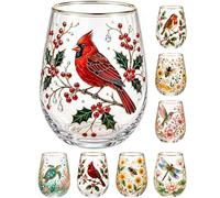 Hummingbird Bee Flora Glass Cup - 14 Oz Enamel Floral Decorative Glassware for Tea Coffee, Transparent Nature Inspired Colored Wine Glasses Tumbler Gift for Women Mom Garden Lovers, 1Pcs