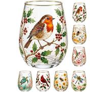 Hummingbird Bee Flora Glass Cup - 14 Oz Enamel Floral Decorative Glassware for Tea Coffee, Transparent Nature Inspired Colored Wine Glasses Tumbler Gift for Women Mom Garden Lovers, 1Pcs