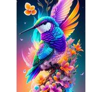 Hummingbird Bird And Flowers DIY Cross Stitch Art Craft 16x20 inch Fabric with Accessories, 11ct Pre Printed Stamped Embroidery Kits for Adults Beginners
