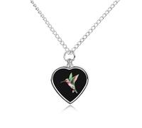 Hummingbird Bird Custom Urn Necklace for Ashes Heart Keepsake Pendant Jewelry Memorial Cremation
