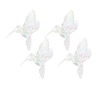 Hummingbird Birds Iridescent 4pcs Flying Acrylic Ornament Decor