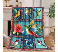 Hummingbird Blanket Hummingbird Decor Cozy Animal Throw Super Soft Plush Flannel Fleece Blanket Gift for Kids Adults Men Women Ultra Warm & Lightweight Flannel, 50"X40"