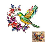 Hummingbird Bloom Metal Wall Art, A Colorful Hummingbird Accent That Makes Any Space Feel Alive, Handcrafted Circular Nature Wall Decor, Garden and Patio Landscape Decoration (B)