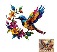 Hummingbird Bloom Metal Wall Art, A Colorful Hummingbird Accent That Makes Any Space Feel Alive, Handcrafted Circular Nature Wall Decor, Garden and Patio Landscape Decoration (A)