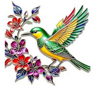 Hummingbird Bloom Metal Wall Art, A Colorful Hummingbird Accent That Makes Any Space Feel Alive, Rust-Resistant Iron Hanging Sculpture for Garden, Patio (B#)