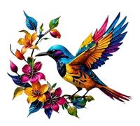 Hummingbird Bloom Metal Wall Art, A Colorful Hummingbird Accent That Makes Any Space Feel Alive, Rust-Resistant Iron Hanging Sculpture for Garden, Patio (A#)