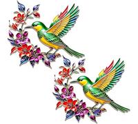 Hummingbird Bloom Metal Wall Art, A Colourful Hummingbird Accent That Makes Any Space Feel Alive, Handcrafted Circular Nature Wall Decor, Rust-Resistant Iron Hanging Sculpture for Garden, Patio