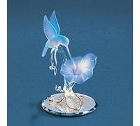 Hummingbird & Blue Flower Glass Figurine