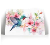 Hummingbird Canvas Wall Art Print | Pink Flowers | Framed and Unframed Options Available | Nature-Inspired Home Decor (30x20inch Framed Canvas)