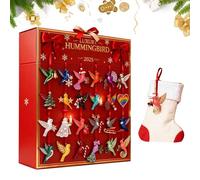 Hummingbird Christmas Advent Countdown | 2D Acrylic Decor 24 Days - Countdown Calendar With Festive Hummingbird Ornaments | For And Wall Family And Friends Bird Treasurer Nature Lovers Party