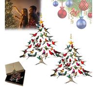Hummingbird Christmas Ornament, 2025 New Double-Sided Acrylic Colorful Stack Hummingbird Home Decor, Zhyrzng Hummingbird Christmas Tree Ornament, Winter Bird Stacking Xmas Decor For Bird Lovers (2PC)