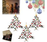 Hummingbird Christmas Ornament, 2025 New Double-Sided Acrylic Colorful Stack Hummingbird Home Decor, Zhyrzng Hummingbird Christmas Tree Ornament, Winter Bird Stacking Xmas Decor For Bird Lovers (3PC)