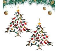 Hummingbird Christmas Ornament, 2D Acrylic Colorful Stack Hummingbird Ornaments, Hummingbirds Christmas Tree Ornament, Winter Bird Stacking Tree Xmas Decor, for Hummingbirds Lover (2)