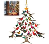 Hummingbird Christmas Ornament, 2D Acrylic Colorful Stack Hummingbird Ornaments, Hummingbirds Christmas Tree Ornament, Winter Bird Stacking Tree Xmas Decor, for Hummingbirds Lover (A)