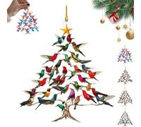 Hummingbird Christmas Ornament,Colorful Hummingbirds Tree Decor,Double Sided Stacked Hummingbird Ornament for Christmas,Winter Hummingbirds Home Decors,for Bird Lovers