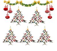 Hummingbird Christmas Ornament,Colorful Stack Hummingbird Home Decor,2d Acrylic Colorful Stack Humming-Bird Ornaments,Double Sided Acrylic Winter Bird Tree Xmas Decor,For Windows Hanging (5pcs)