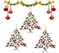 Hummingbird Christmas Ornament,Colorful Stack Hummingbird Home Decor,2d Acrylic Colorful Stack Humming-Bird Ornaments,Double Sided Acrylic Winter Bird Tree Xmas Decor,For Windows Hanging (3pcs)