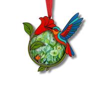 Hummingbird Christmas Ornament, Hummingbird Ornament with Double Layer Wood and Acrylic, Vibrant Holiday Decor, Perfect for Christmas Tree and Home Decor, Unique Gift for Animal Lovers