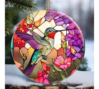 Hummingbird Christmas Ornaments, Christmas Tree Decorations, Holiday Present Idea, Heirloom Keepsake, Round Ceramic, Gift Exchange, Gift Idea, Hummingbird