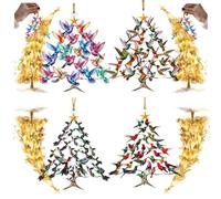 Hummingbird Christmas Tree Ornaments, Colorful Stack Hummingbird Home Decor, Winter Hummingbird Stacking Tree Ornamen, Ideal Festival Gift For Christmas, Thanksgiving, Birthdays (color 4pcs)