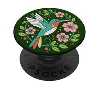 Hummingbird Cottagecore Green Humming Bird With Wildflowers PopSockets Adhesive PopGrip
