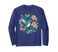 Hummingbird Cottagecore Humming Bird & Wild Green Flowers Long Sleeve T-Shirt