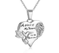 Hummingbird Cremation Jewelry -Memorial Necklace For Ashes Honor Loved Ones, A Piece of My Heart is in Heaven-Sainless Steel Keepsake For Women, Stainless Steel, Rhinestone