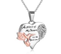 Hummingbird Cremation Jewelry -Memorial Necklace For Ashes Honor Loved Ones, A Piece of My Heart is in Heaven-Sainless Steel Keepsake For Women, Stainless Steel, Rhinestone