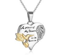 Hummingbird Cremation Jewelry -Memorial Necklace For Ashes Honor Loved Ones, A Piece of My Heart is in Heaven-Sainless Steel Keepsake For Women, Stainless Steel, Rhinestone