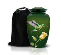 Hummingbird Cremation Urn for Adult Human Ashes - Handcrafted Large Funeral Urn 200 Cu/in - Decorative Memorial Urn with Peaceful Floral Design for Men or Women