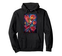 Hummingbird Crimson Flowers Garden Wings Pullover Hoodie