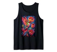 Hummingbird Crimson Flowers Garden Wings Tank Top