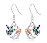 Hummingbird Earrings S925 Sterling Silver Hummingbirds Dangle Earrings Hummingbird Jewelry Gifts for Women Mom Wife